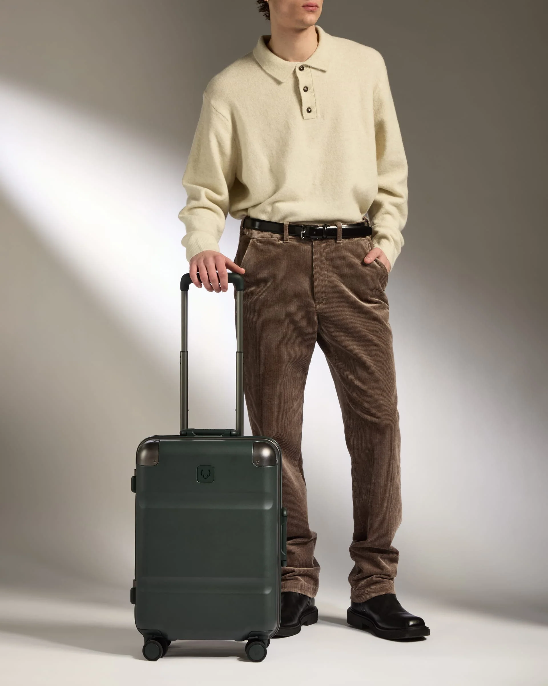 Cabin Suitcase in Dark Forest Green - Heritage Stripe - Image 3