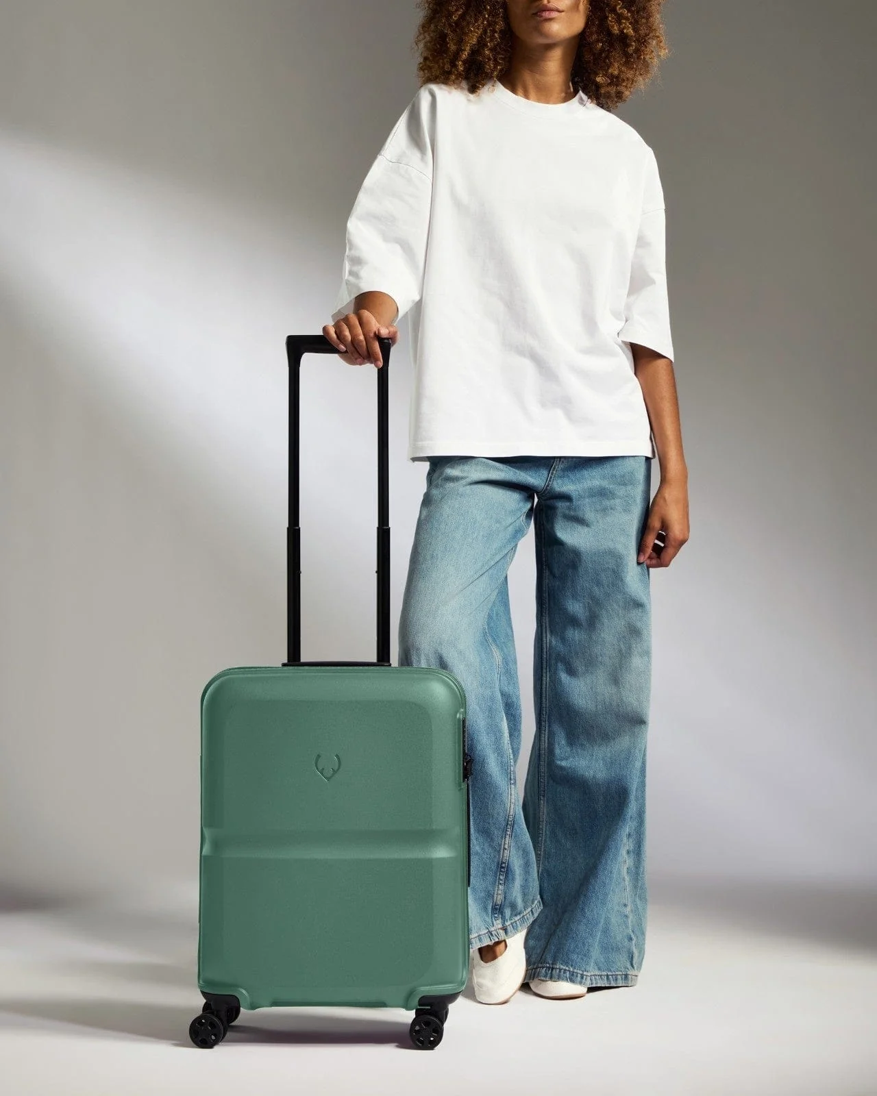 Cabin Suitcase in Seagrass Green - Single Stripe - Image 2
