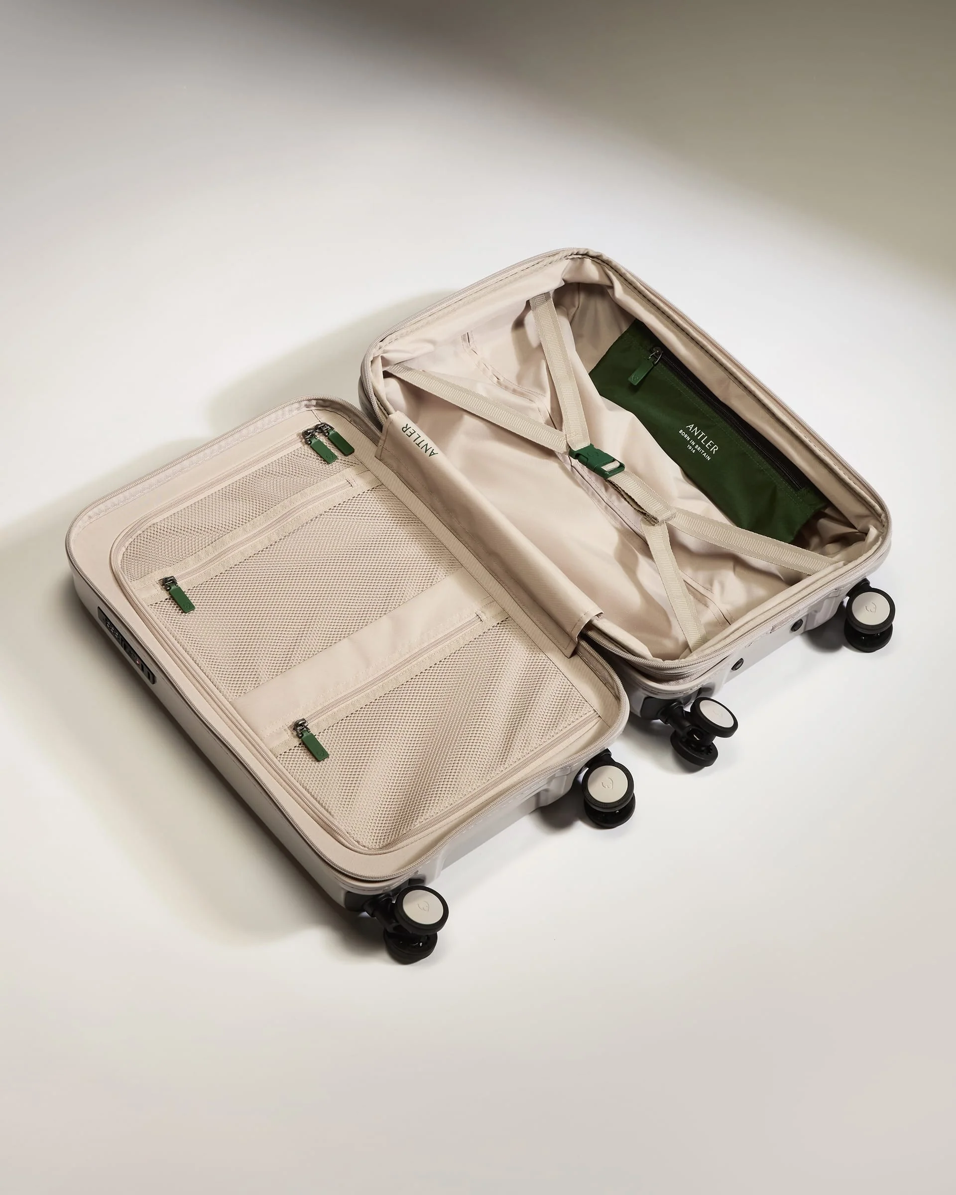 Expandable Cabin Suitcase in Taupe Gloss - Icon Stripe - Image 3