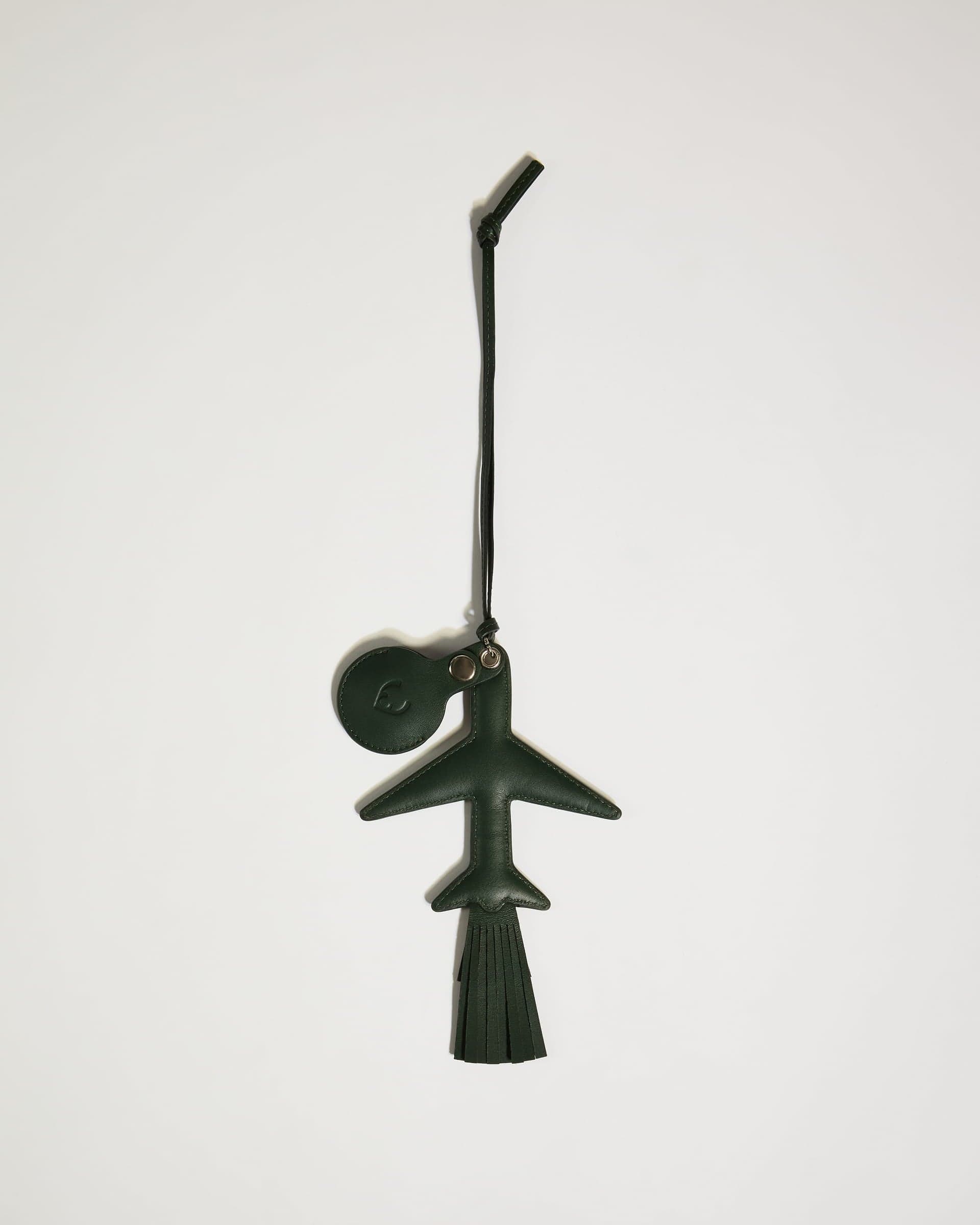 Heritage Leather Aeroplane AirTag Holder in Green - Image 4