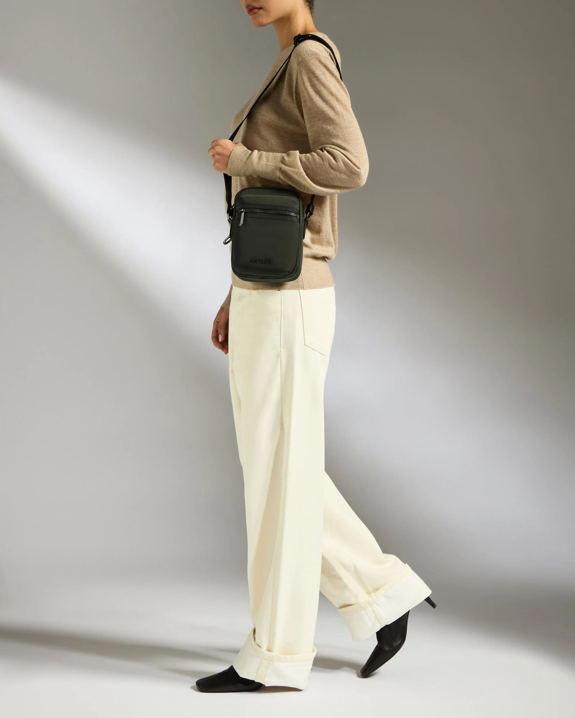 Icon Crossbody Bag in Dark Khaki Green - Image 3