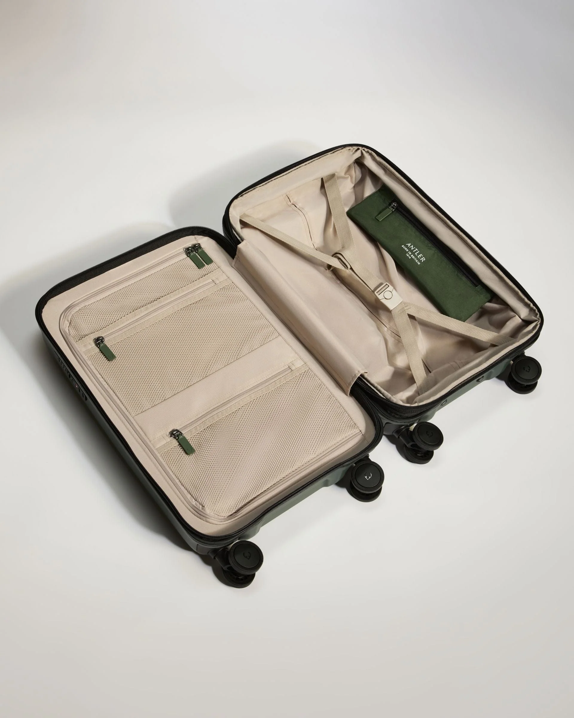 Expandable Cabin Suitcase in Antler Green - Icon Stripe - Image 3