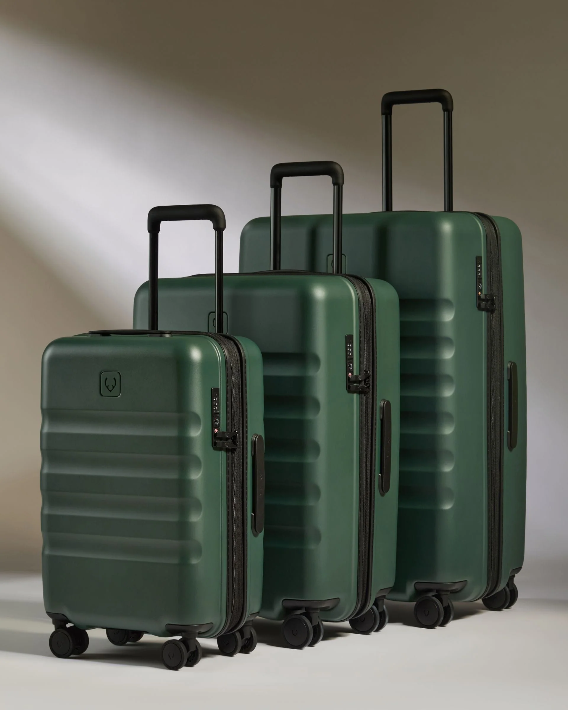 Expandable Cabin Suitcase Set in Antler Green - Icon Stripe