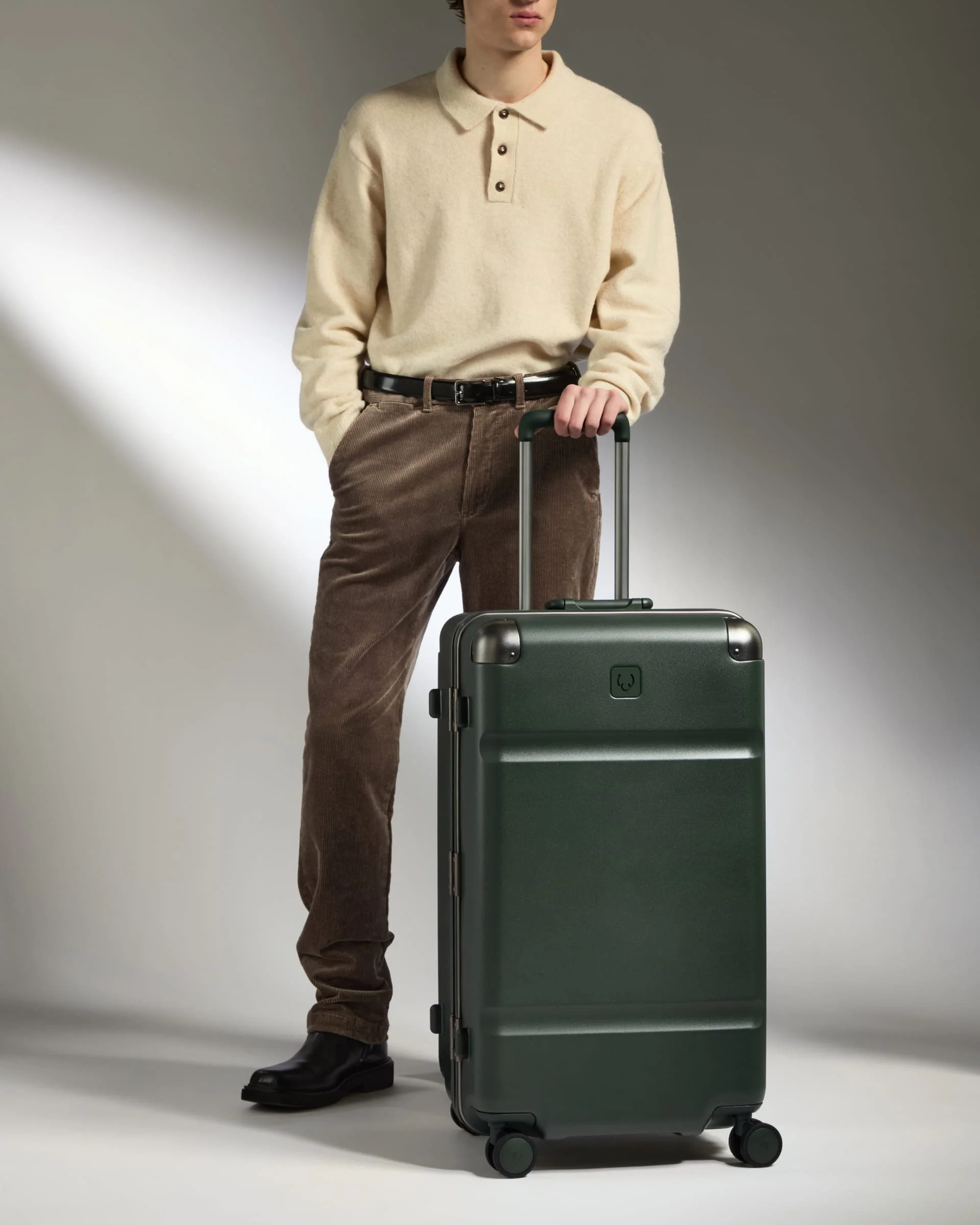 Trunk Suitcase in Dark Forest Green - Heritage Stripe - Image 3